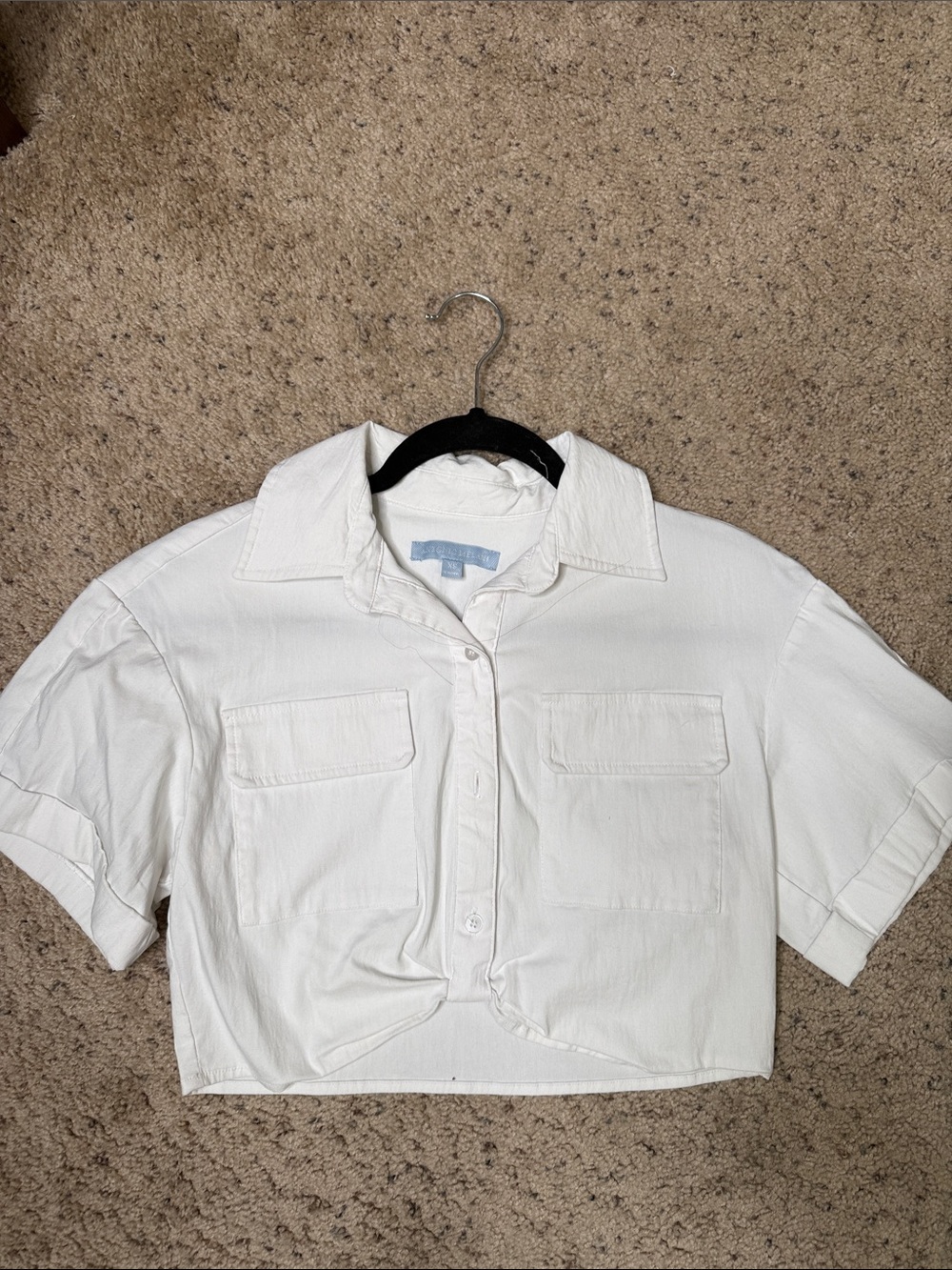 ANTONIO MELANI White Cropped Button-Front Shirt XS